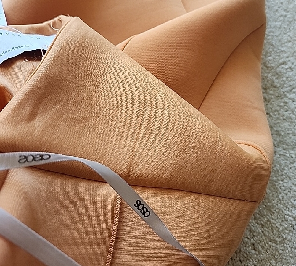 ASOS Pale Peach-Orange Asymmetrical Ruffled One-Shoulder Dress — Size 4, NWT - Picture 10 of 12